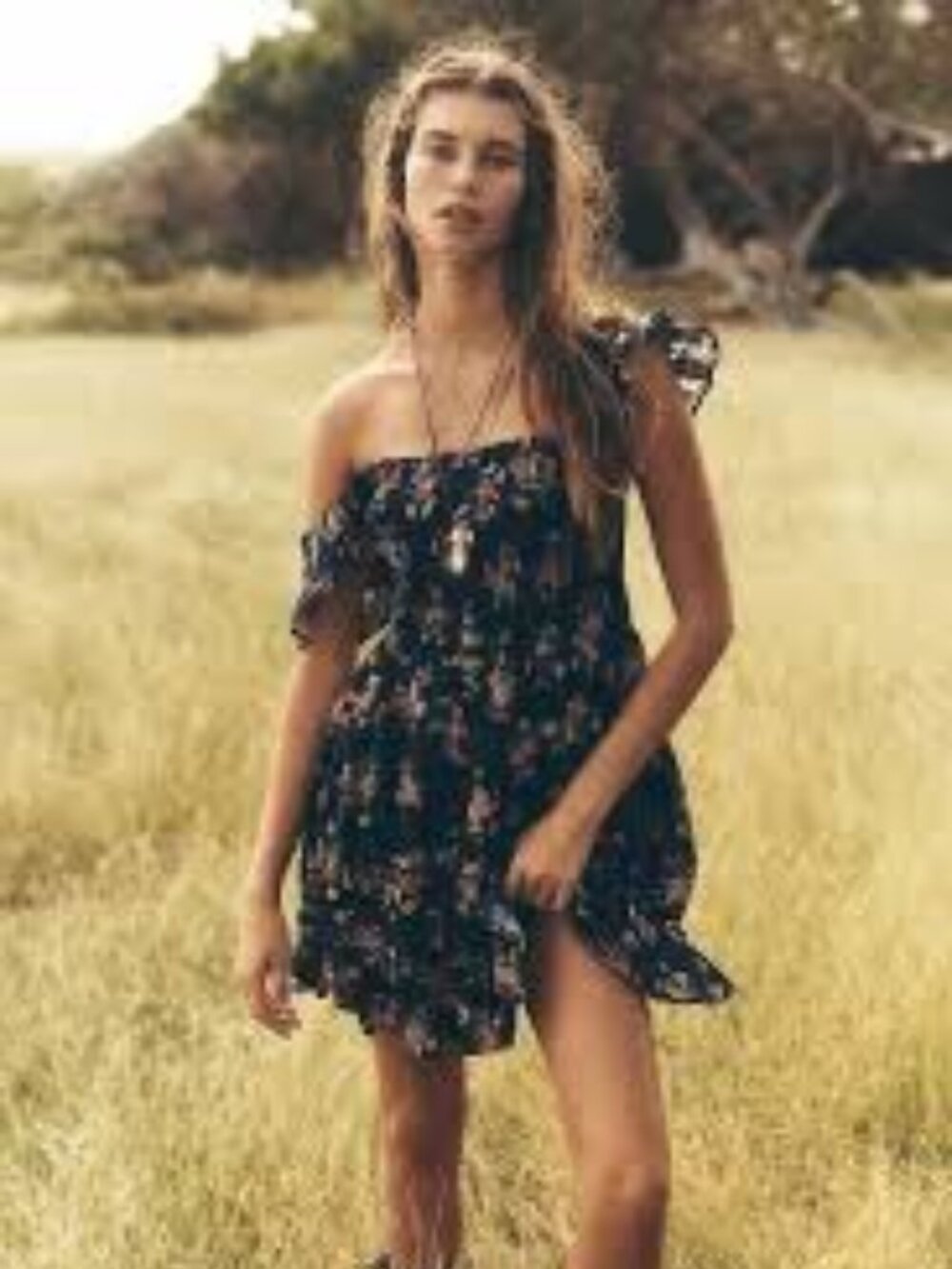 Anthropologie Peregrine Square-Neck Mini Dress - Navy Floral - Picture 2 of 3